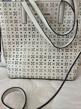 Michael Kors Ivory Perforated Leather Tote